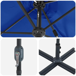 vidaXL Ombrello da giardino Blu 370 x 197 x 239 cm