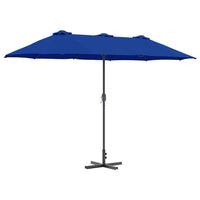 vidaXL Ombrello da giardino Blu 370 x 197 x 239 cm