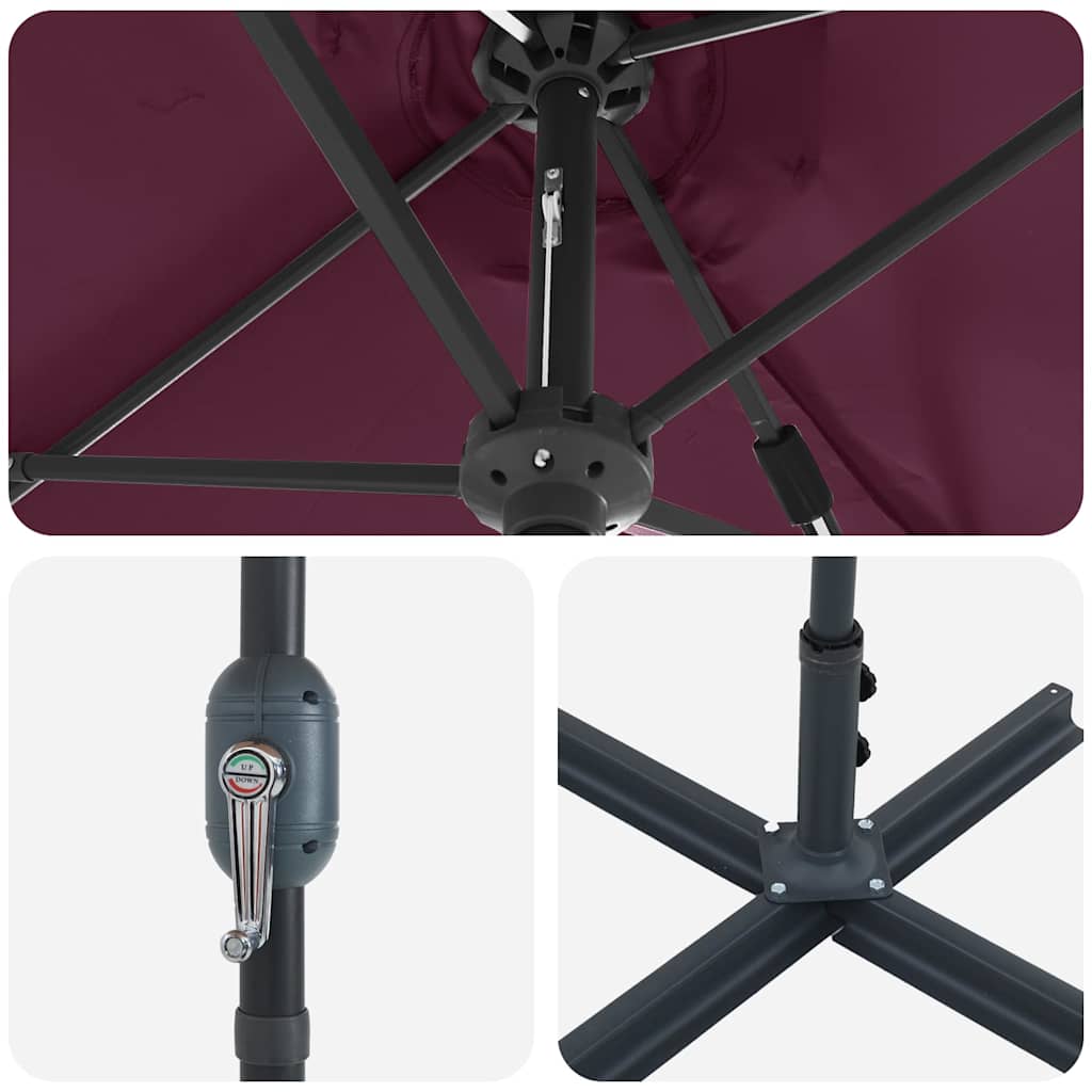Ombrello da giardino Rosso bordò 370 x 197 x 239 cm 42003373