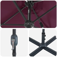 vidaXL Ombrello da giardino Rosso bordò 370 x 197 x 239 cm