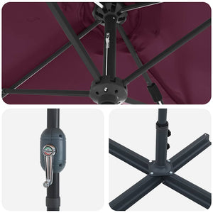 vidaXL Ombrello da giardino Rosso bordò 370 x 197 x 239 cm