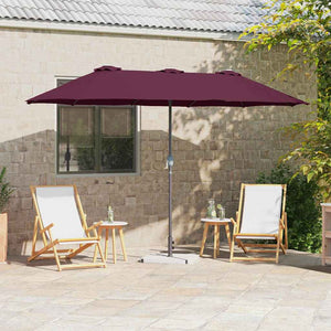vidaXL Ombrello da giardino Rosso bordò 370 x 197 x 239 cm