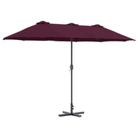 vidaXL Ombrello da giardino Rosso bordò 370 x 197 x 239 cm