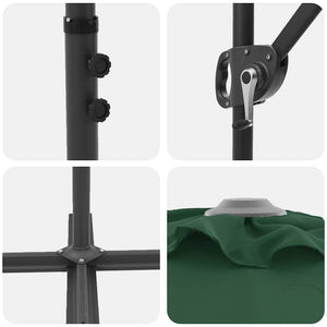vidaXL Ombrellone a braccio da giardino Verde 372 x 198 x 243 cm