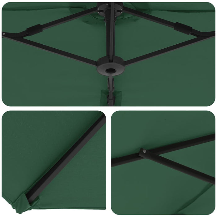 vidaXL Ombrellone a braccio da giardino Verde 372 x 198 x 243 cm