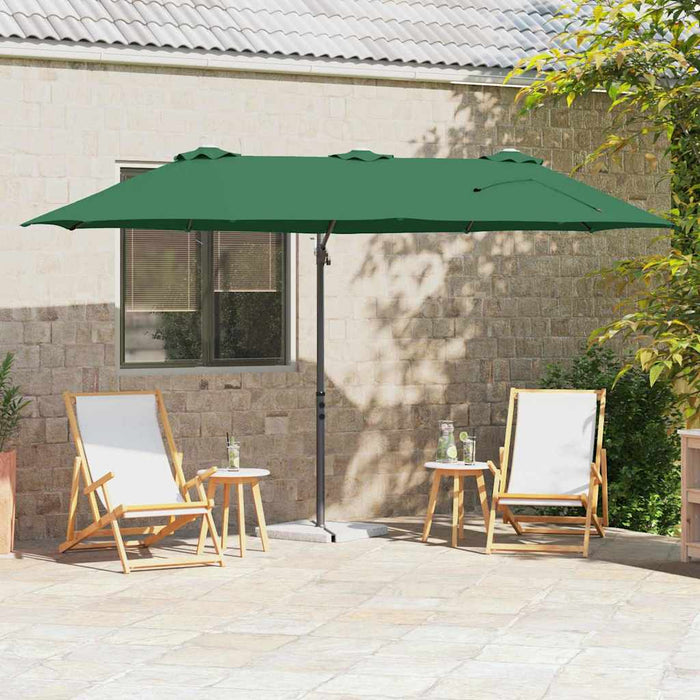 vidaXL Ombrellone a braccio da giardino Verde 372 x 198 x 243 cm