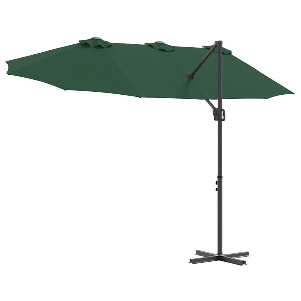 vidaXL Ombrellone a braccio da giardino Verde 372 x 198 x 243 cm