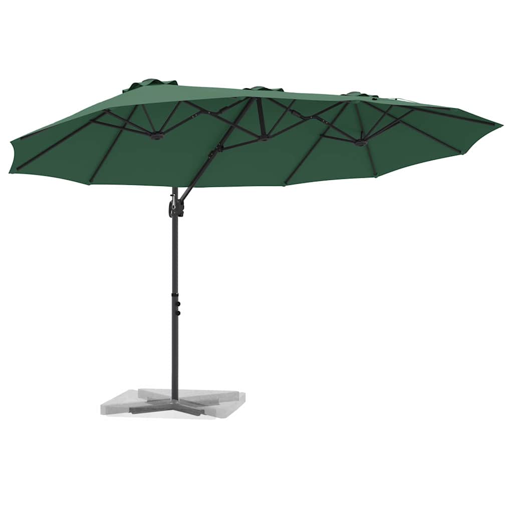 vidaXL Ombrellone a braccio da giardino Verde 372 x 198 x 243 cm