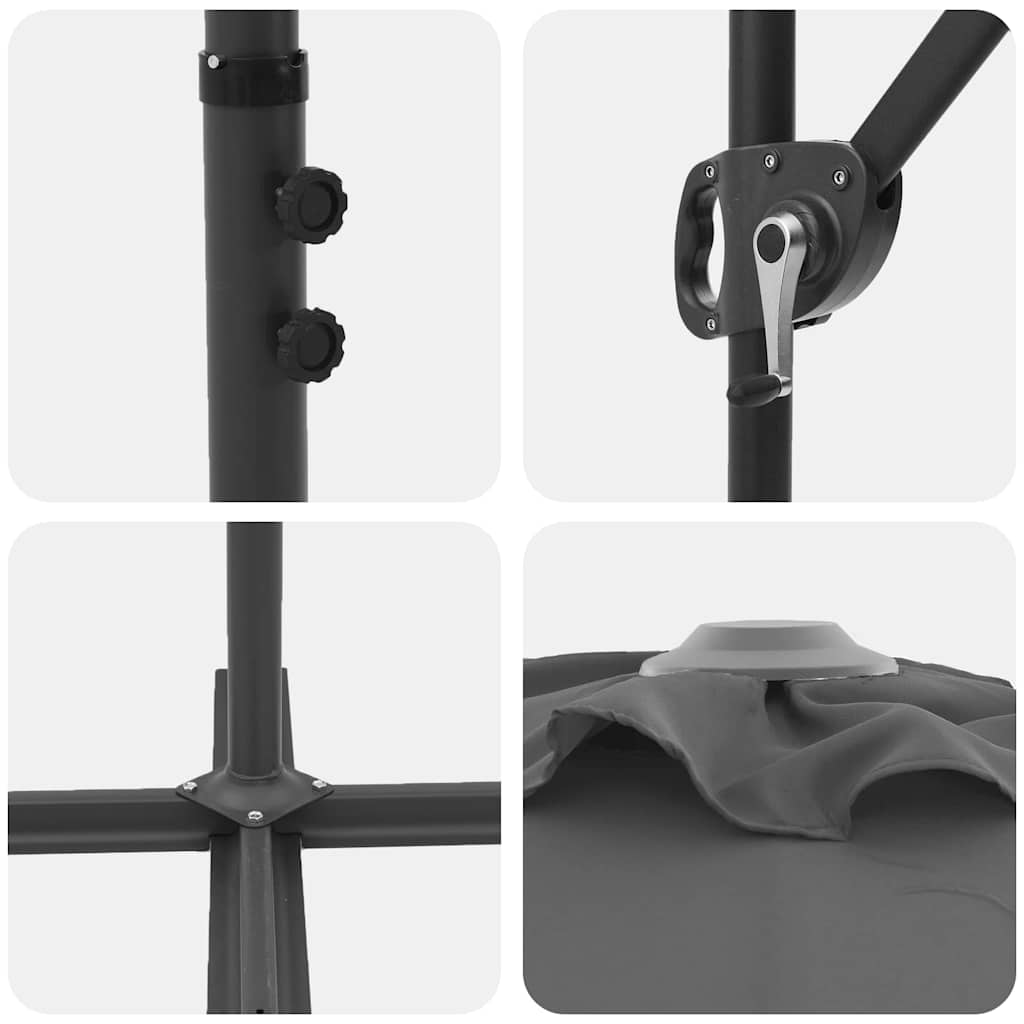 vidaXL Ombrellone a braccio da giardino Antracite 372 x 198 x 243 cm