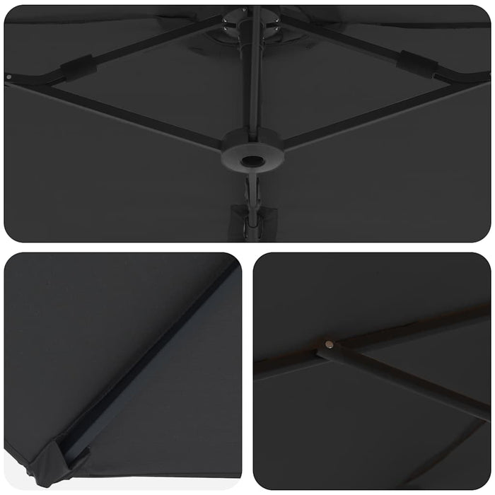 Ombrellone a braccio da giardino Nero 372 x 198 x 243 cm 42003379