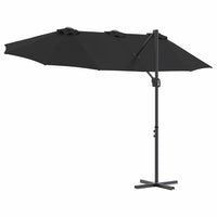 Ombrellone a braccio da giardino Nero 372 x 198 x 243 cm 42003379