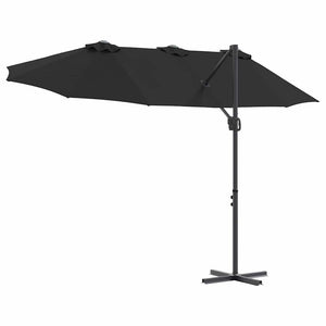 Ombrellone a braccio da giardino Nero 372 x 198 x 243 cm 42003379