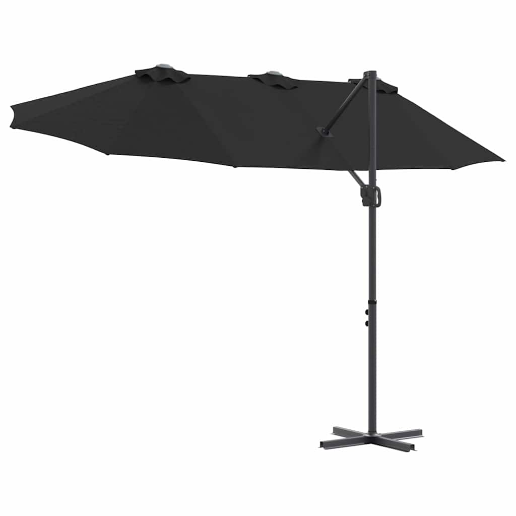 vidaXL Ombrellone a braccio da giardino Nero 372 x 198 x 243 cm