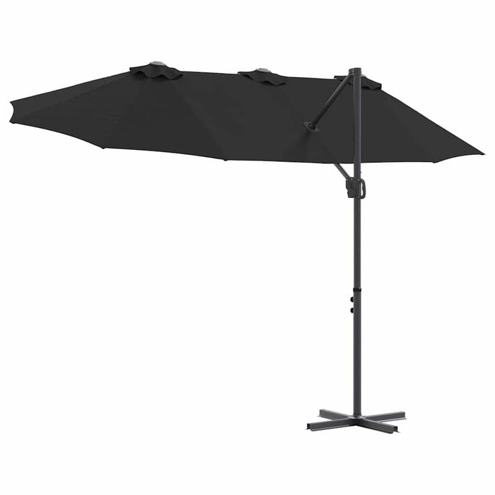 vidaXL Ombrellone a braccio da giardino Nero 372 x 198 x 243 cm