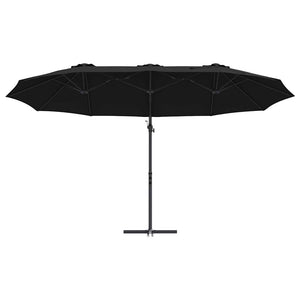 vidaXL Ombrellone a braccio da giardino Nero 372 x 198 x 243 cm