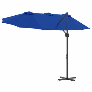 Ombrellone a braccio da giardino azzurro 372 x 198 x 243 cm 42003380