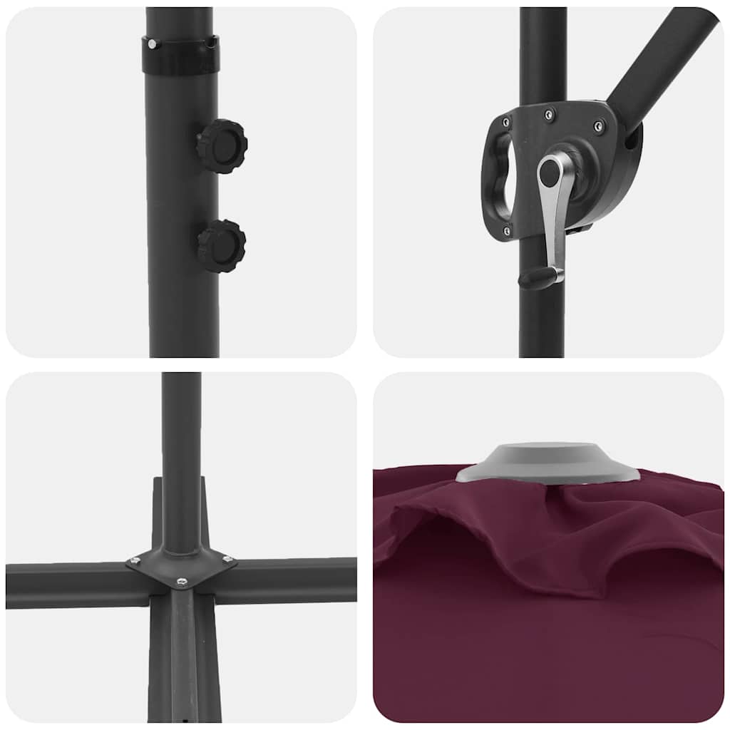 Ombrellone a braccio da giardino Rosso bordò 372 x 198 x 243 cm 42003381