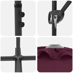 vidaXL Ombrellone a braccio da giardino Rosso bordò 372 x 198 x 243 cm