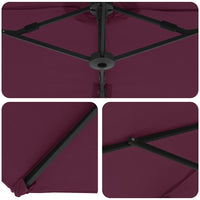 vidaXL Ombrellone a braccio da giardino Rosso bordò 372 x 198 x 243 cm