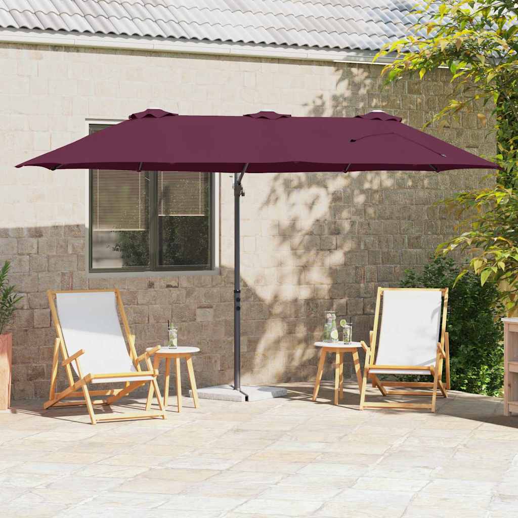 vidaXL Ombrellone a braccio da giardino Rosso bordò 372 x 198 x 243 cm