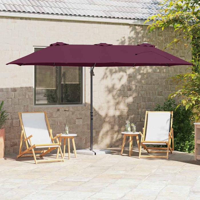 vidaXL Ombrellone a braccio da giardino Rosso bordò 372 x 198 x 243 cm
