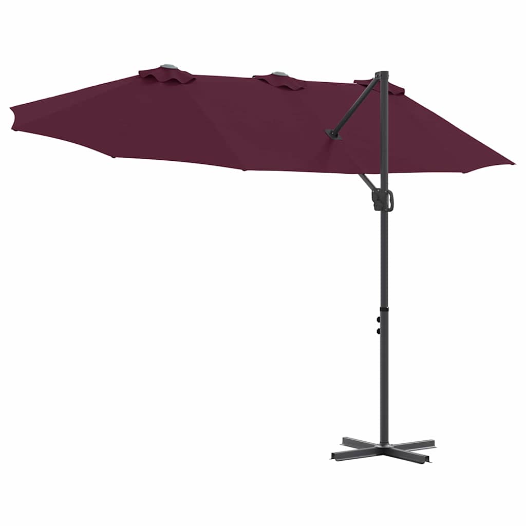 vidaXL Ombrellone a braccio da giardino Rosso bordò 372 x 198 x 243 cm