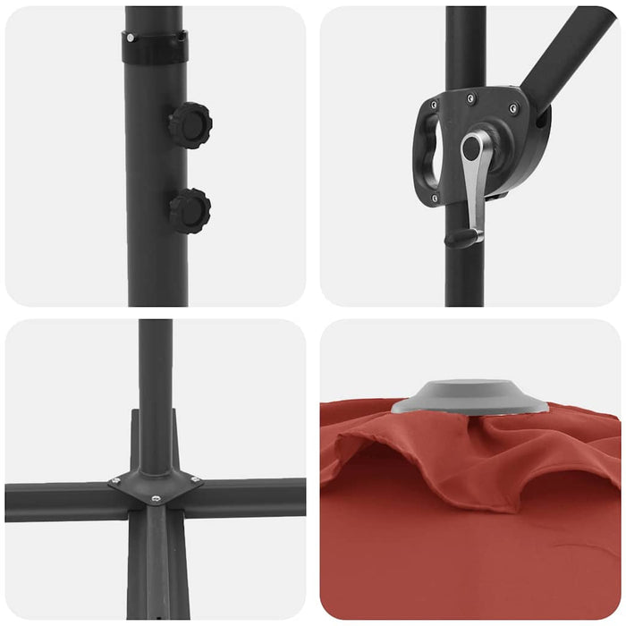 Ombrellone a braccio da giardino Terracotta 372 x 198 x 243 cm 42003382