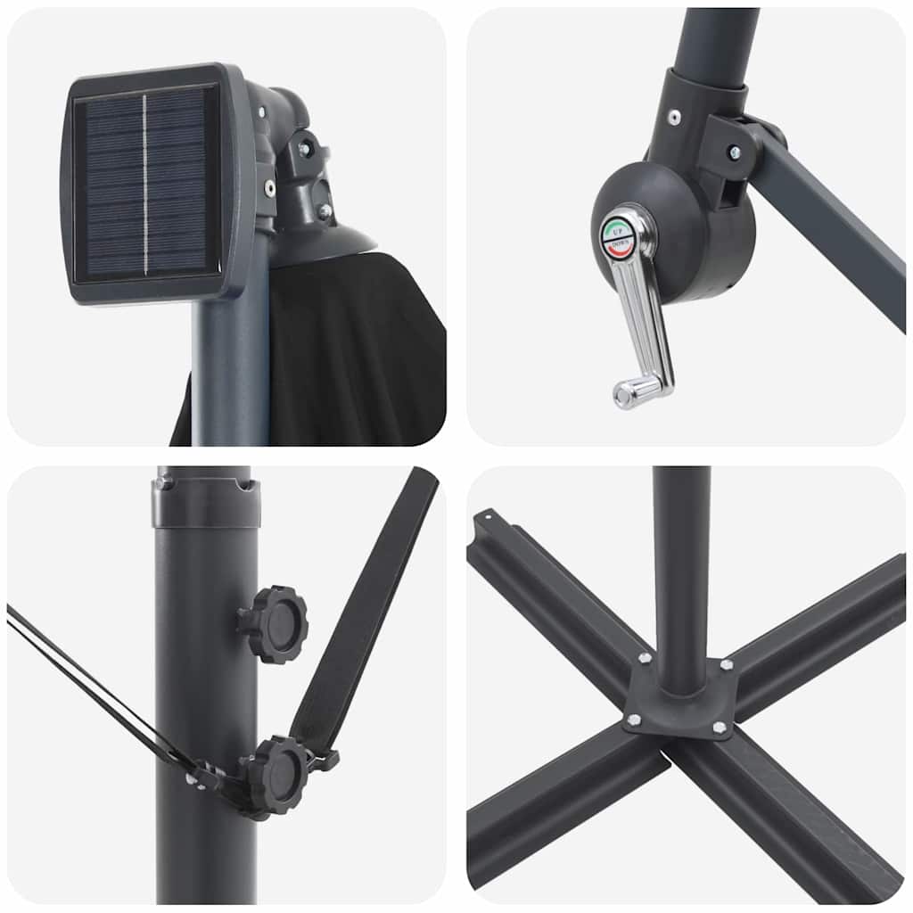 Ombrello a bilanciere a forma di banana Nero 294 x 294 x 248 cm 42003387