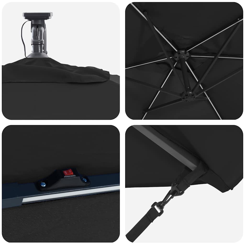 vidaXL Ombrello a bilanciere a forma di banana Nero 294 x 200 x 254 cm