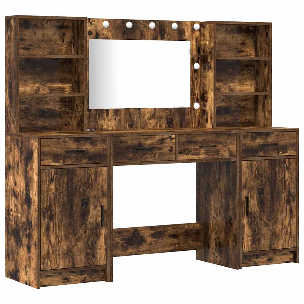 Set Tavolo da Trucco 3 pcs Rovere fumé 78.5 x 41 x 135 cm 3334285