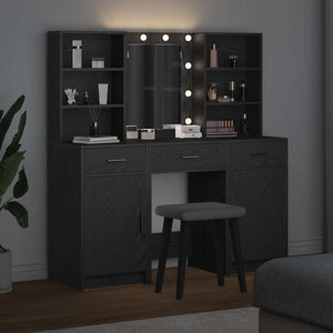 Set Tavolo da Trucco 3 pcs Rovere nero 50 x 41 x 135 cm 3334291