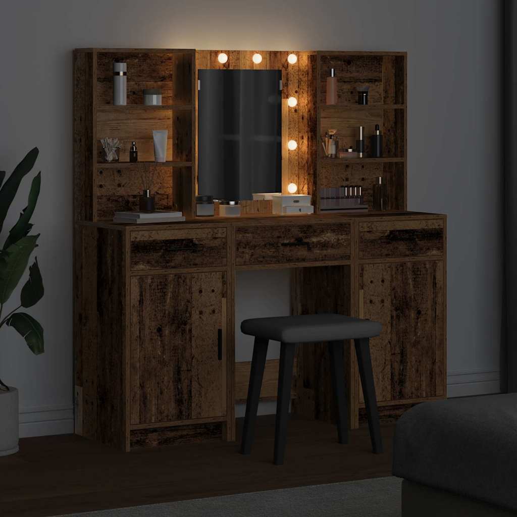 Set da tavolo da trucco con LED con porta 3 pcs Legno vecchio 3334297
