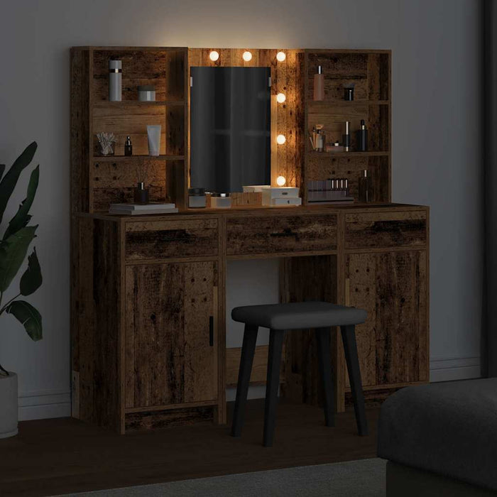 Set da tavolo da trucco con LED con porta 3 pcs Legno vecchio 3334297