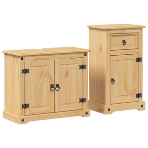 Set Mobili da Bagno 2 pz Corona in Legno Massello di Pino 3334632