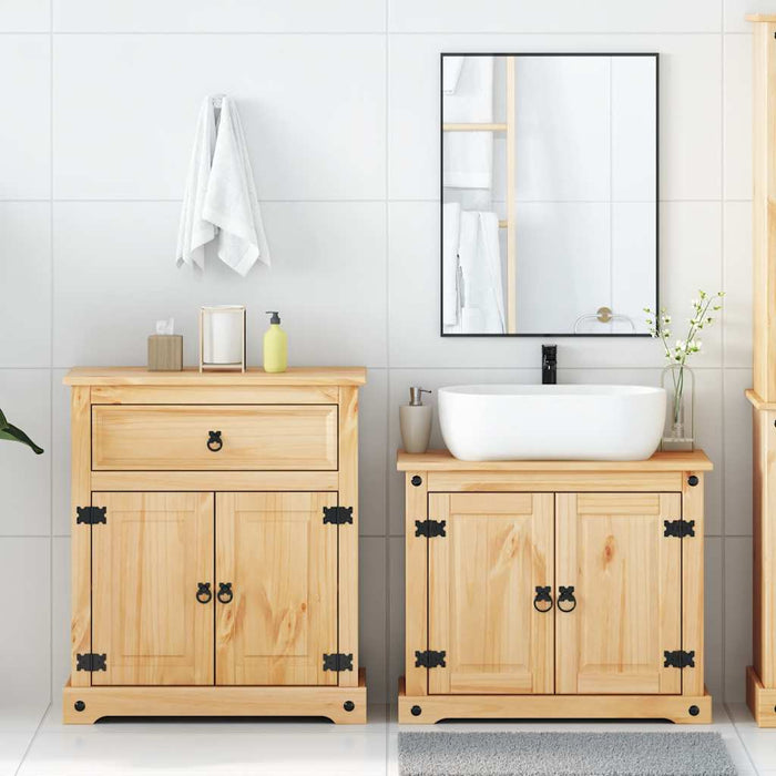 vidaXL Set Mobili da Bagno 2 pz Corona in Legno Massello di Pino