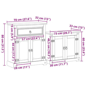 vidaXL Set Mobili da Bagno 2 pz Corona in Legno Massello di Pino