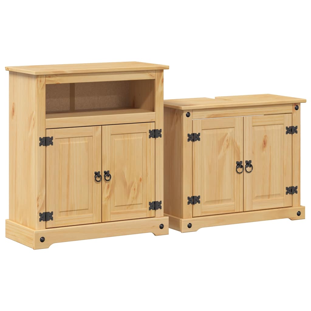 vidaXL Set Mobili da Bagno 2 pz Corona in Legno Massello di Pino