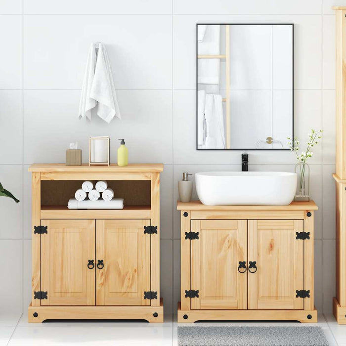 vidaXL Set Mobili da Bagno 2 pz Corona in Legno Massello di Pino