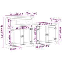 vidaXL Set Mobili da Bagno 2 pz Corona in Legno Massello di Pino
