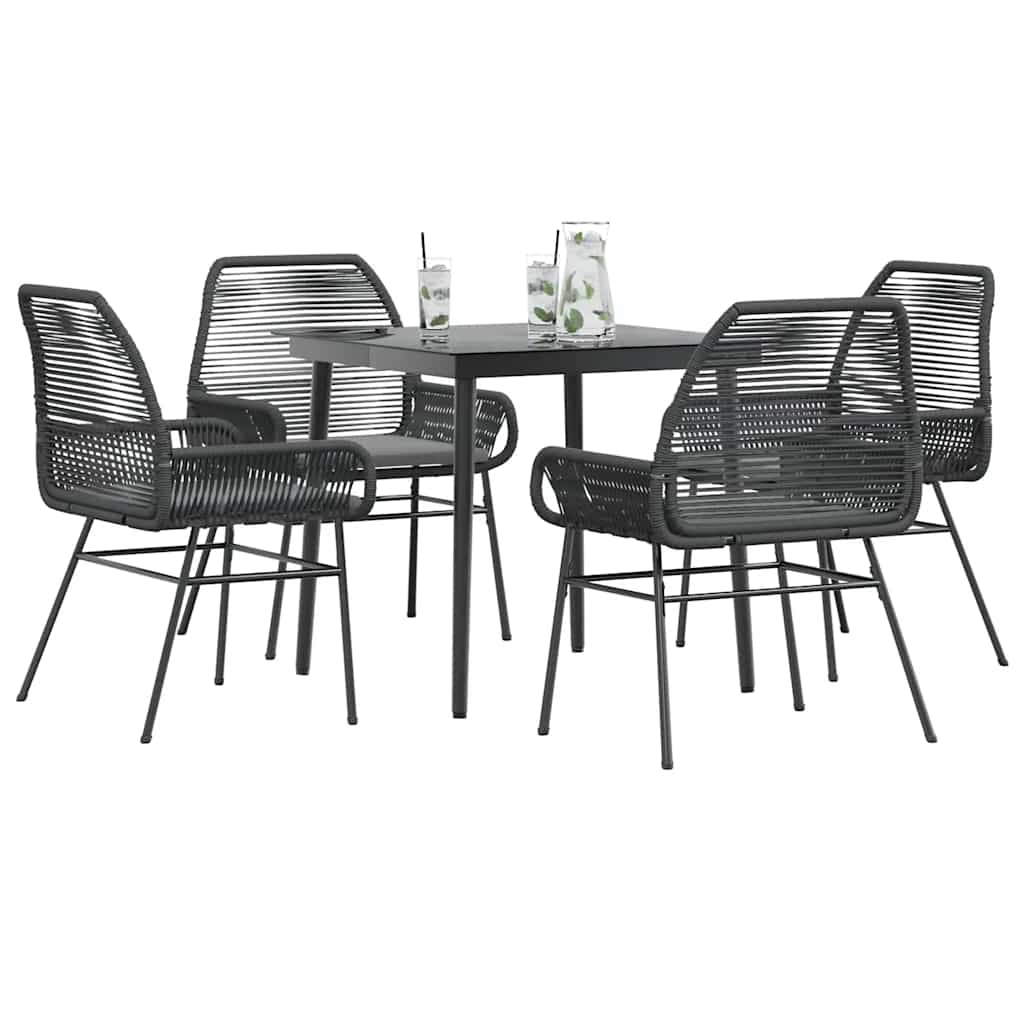 Set da Pranzo da Giardino con Cuscini 5 pz Polyrattan Vetro 3334465