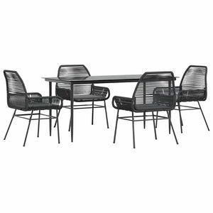 Set da Pranzo da Giardino con Cuscini 5 pz Polyrattan Vetro 3334467