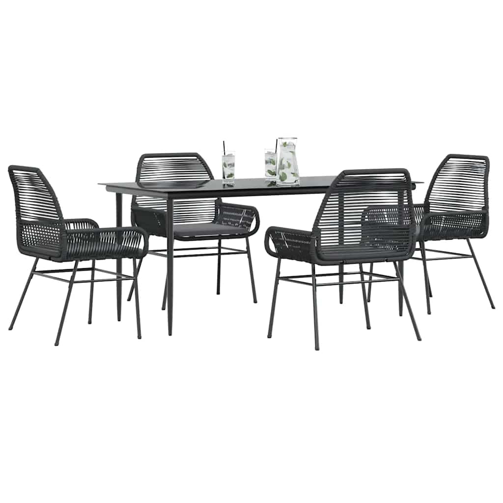 Set da Pranzo da Giardino con Cuscini 5 pz Polyrattan Vetro 3334467