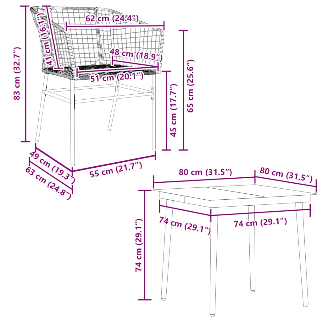 Set Mobili da Pranzo per Giardino 5 pz Nero Polyrattan Vetro 3334486