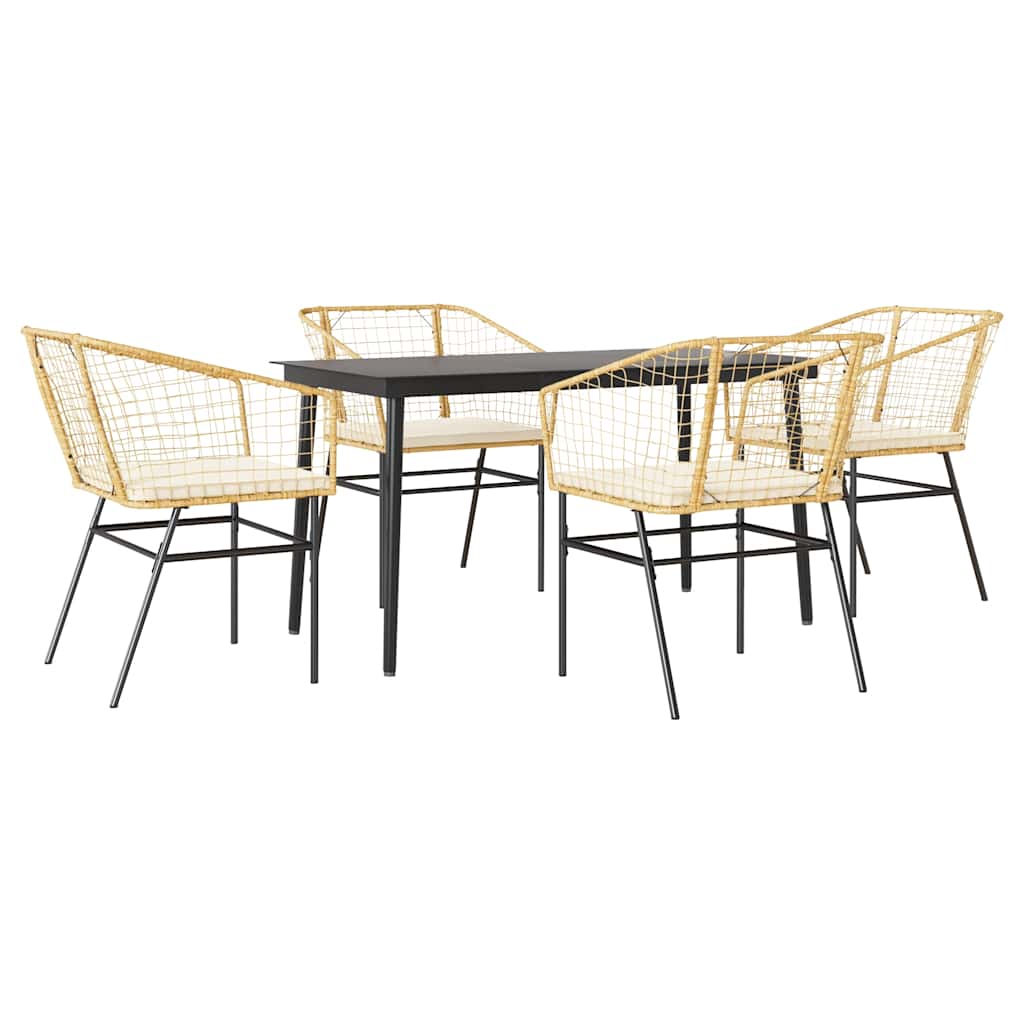 Set da Pranzo da Giardino 5pz con Cuscini Polyrattan Vetro 3334508