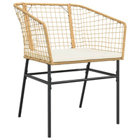 Set Pranzo da Giardino 7pz con Cuscini Marrone Polyrattan Vetro 3334511