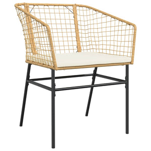 Set Pranzo da Giardino 7pz con Cuscini Marrone Polyrattan Vetro 3334511