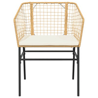 Set Pranzo da Giardino 7pz con Cuscini Marrone Polyrattan Vetro 3334511