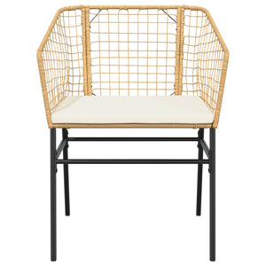 Set Pranzo da Giardino 7pz con Cuscini Marrone Polyrattan Vetro 3334511