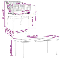 Set Pranzo da Giardino 7pz con Cuscini Marrone Polyrattan Vetro 3334511