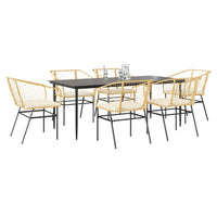 Set Pranzo da Giardino 7pz con Cuscini Marrone Polyrattan Vetro 3334511